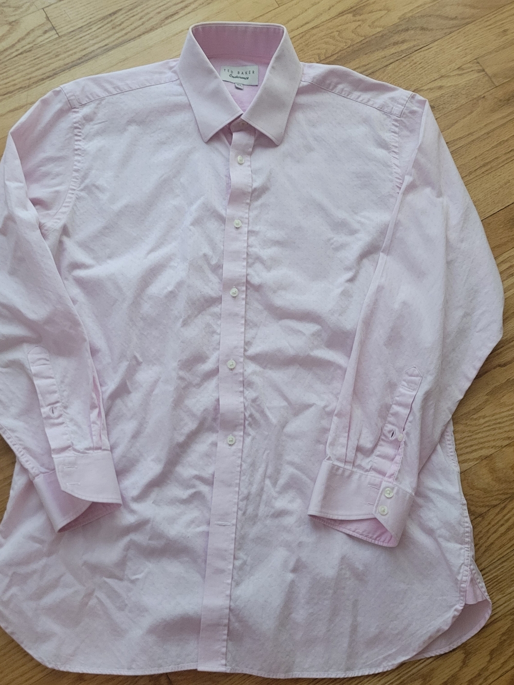 Ted Baker Men's Pale Pink Long-Sleeve Dress Shirt, 16.5